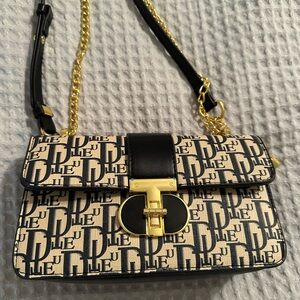 Designer Monogram Crossbody Bag with Gold Chain